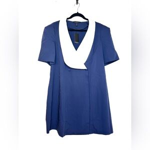 NWT Eloquii Women's Sailor Dress 20 Navy Peter Pan Collar Twee Double Breasted